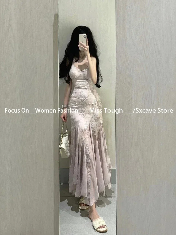 2000s Vintage Y2k Dress Women Bodycon Sexy Y2k Evening Party Dress Slim Elegant Office Lady One Piece Dress Korean Chic