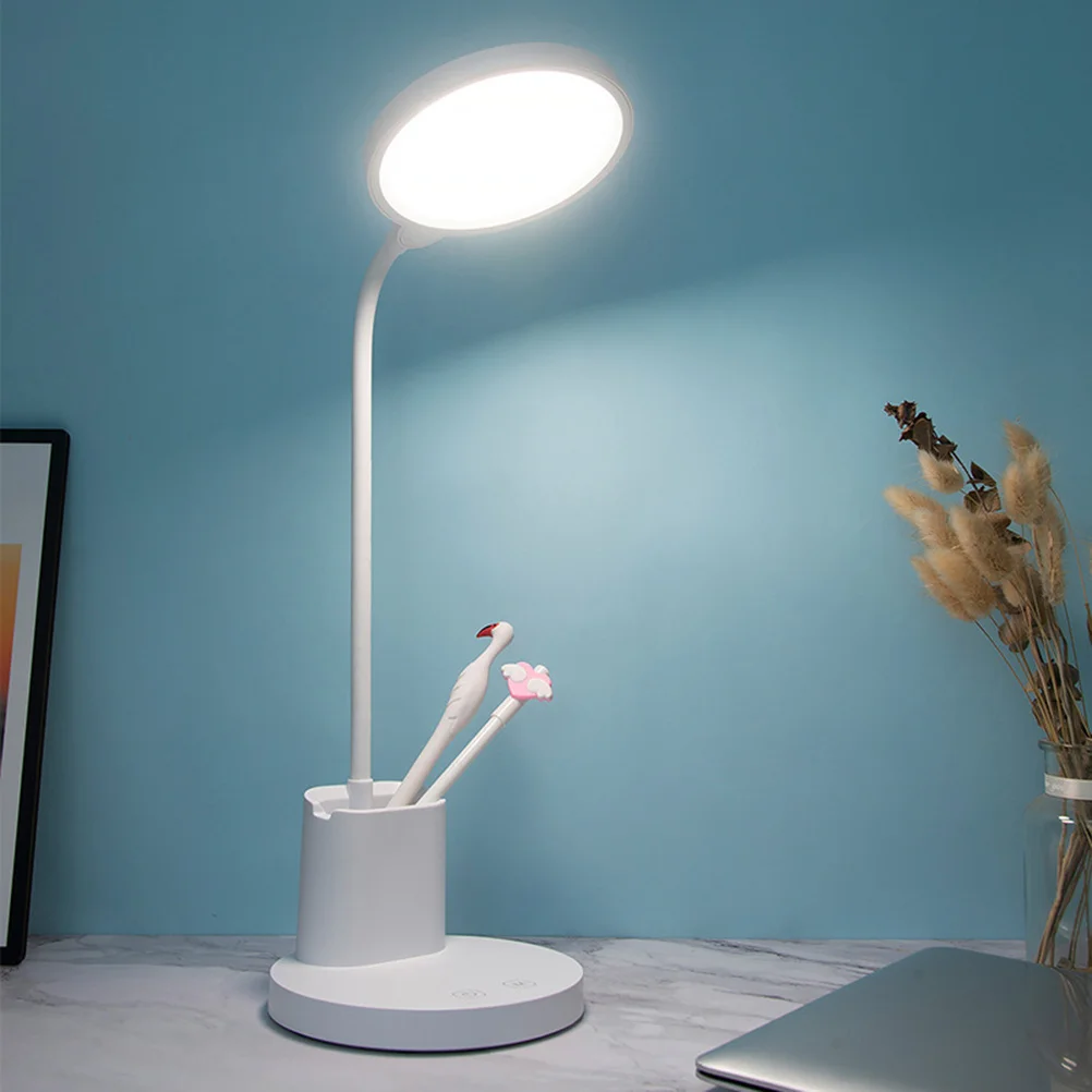 

Stable Base Touch Screen Led Desk Lamp Bright Adjustable Color Temperature Reading Light Gooseneck Portable Storage Container