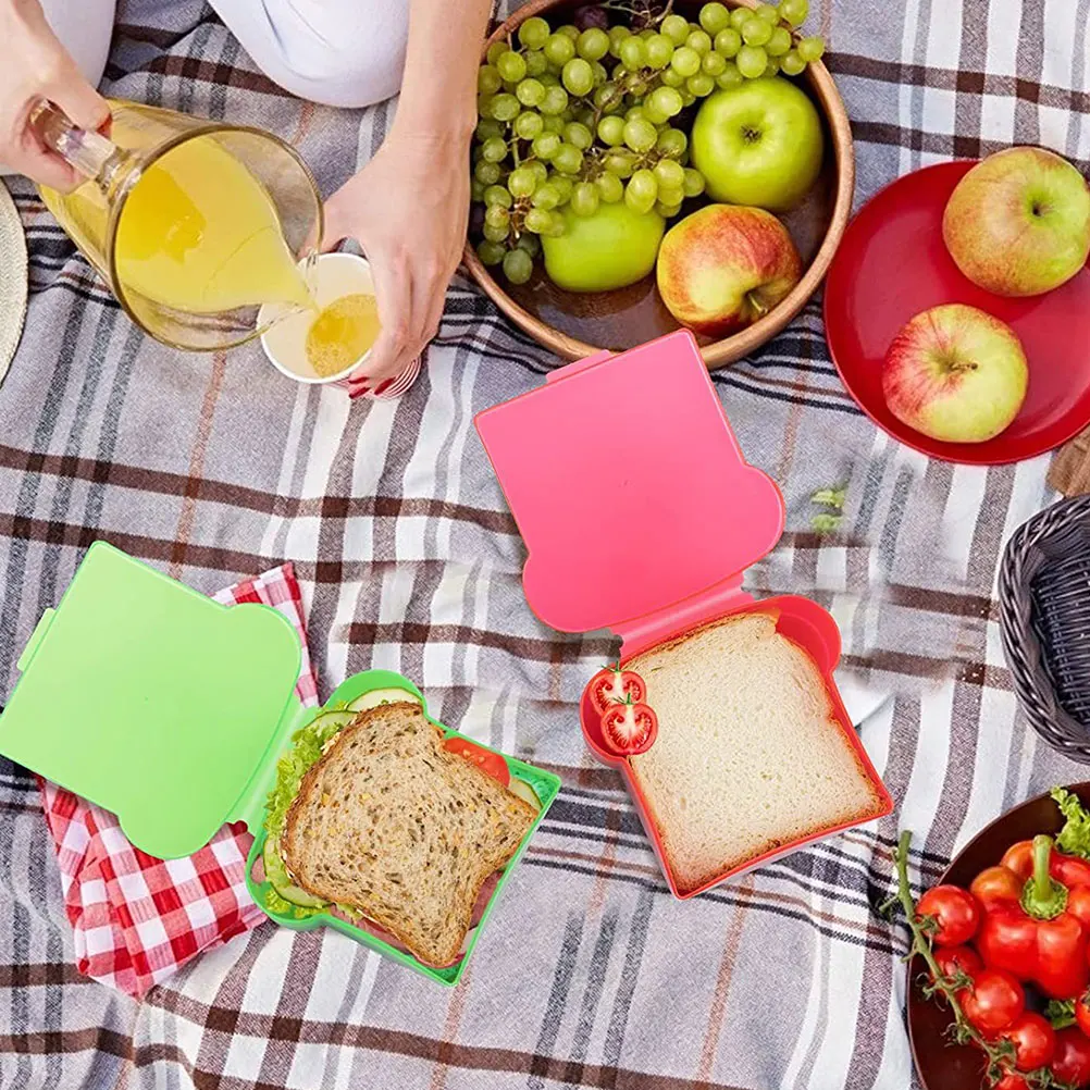 

4 Pcs Bread Box Toast Container Portable Snack Fruit Storage Lunch Boxes for Camping Picnic Travel Outdoor Activities