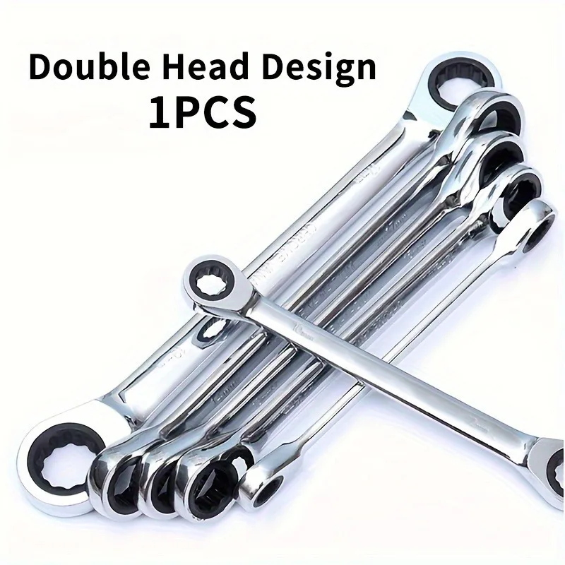 

1 шт. кольцевой ключ с двойной головкой и трещоткой, двусторонний комбинированный гаечный ключ с трещоткой