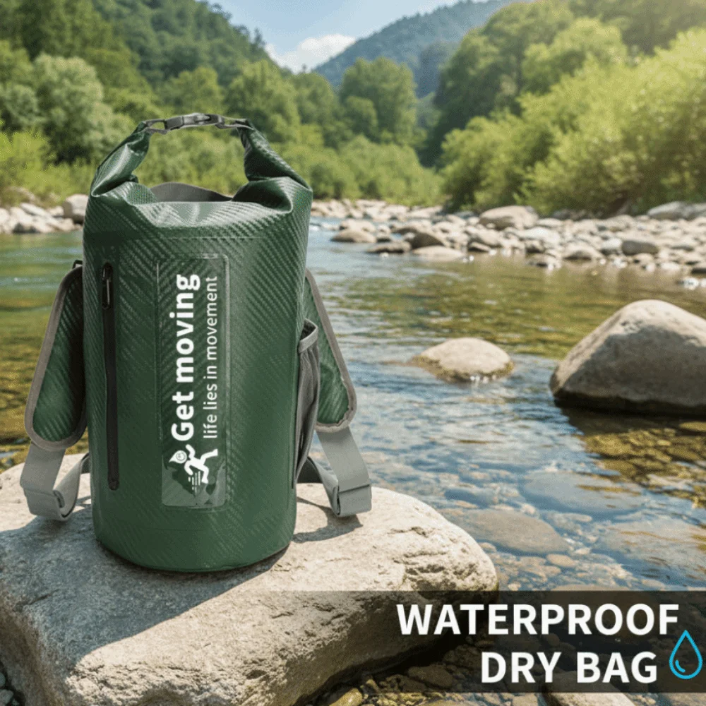 20L Waterproof Dry Bag with Shoulder Straps Lightweight Swimming Bucket Bag Large-Capacity Foldable Beach Backpack Outdoor