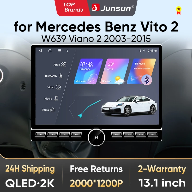Junsun 13,1″ QLED Wireless CarPlay Android Auto Autoradio für Mercedes-Benz Vito Viano W639 2003-2015 Intelligente Systeme DSP