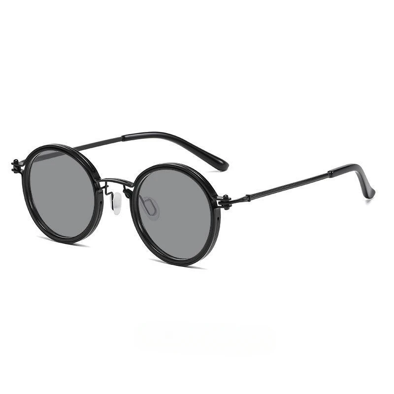 Homens óculos luxo design metal redondo frame sol óculos mulheres retro UV400 tons clássico eyewear