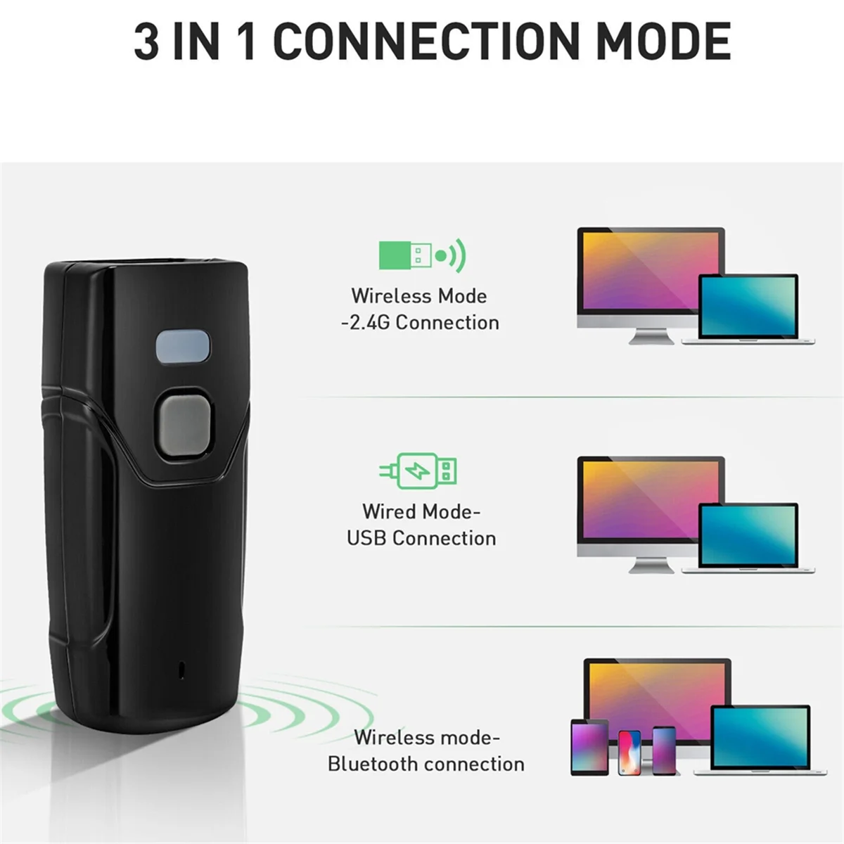 

Upgraded Wireless 1D Barcode Scanner Bluetooth Mini Scanner