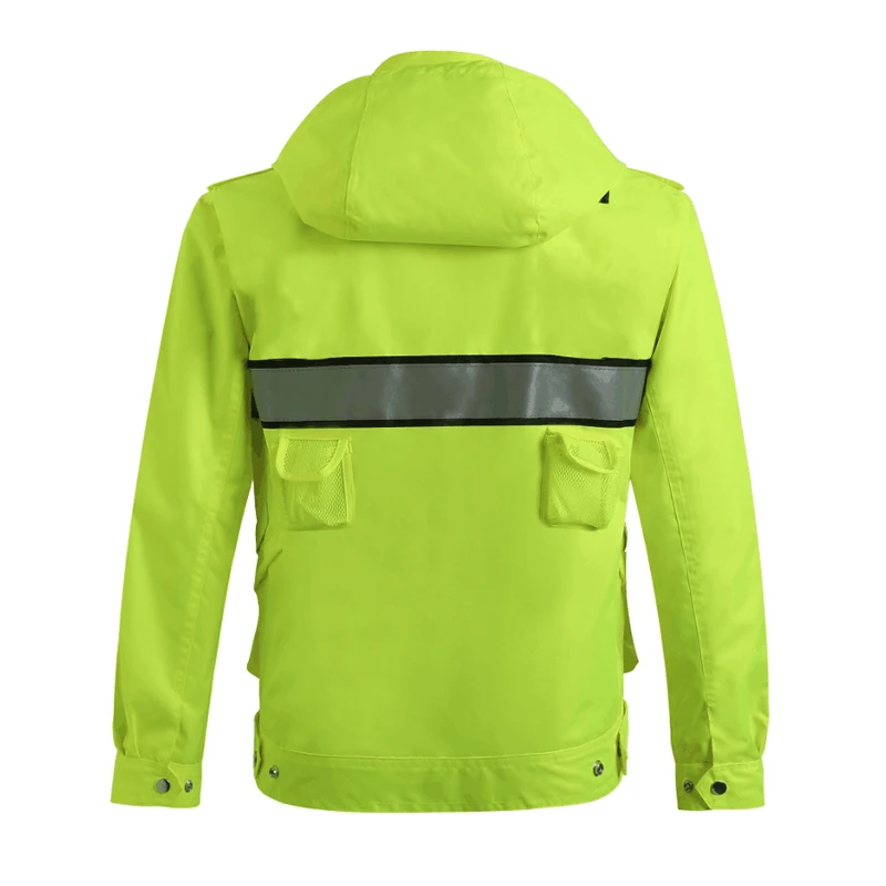 Safety Reflective Raincoat Men Waterproof Motorcycle Security Rain Jacket Rain Coat Outdoor Sport Hi Vis Workwear Logo Printing