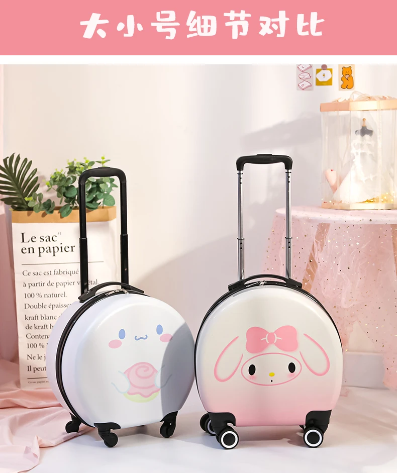 Sanrio Kuromi Luggage Suitcase Anime Cute Travel Bag Portable Aircraft Trolley Case Box Rolling Cinnamorol Festival Gift Toy