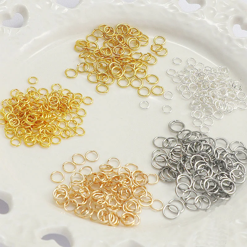 200 peças de Argolas Abertas de Aço Inoxidável GD/SI para Conexão de Joias, Acessório DIY para Fabricação de Argolas Redondas, Brincos, Pulseiras e Colares