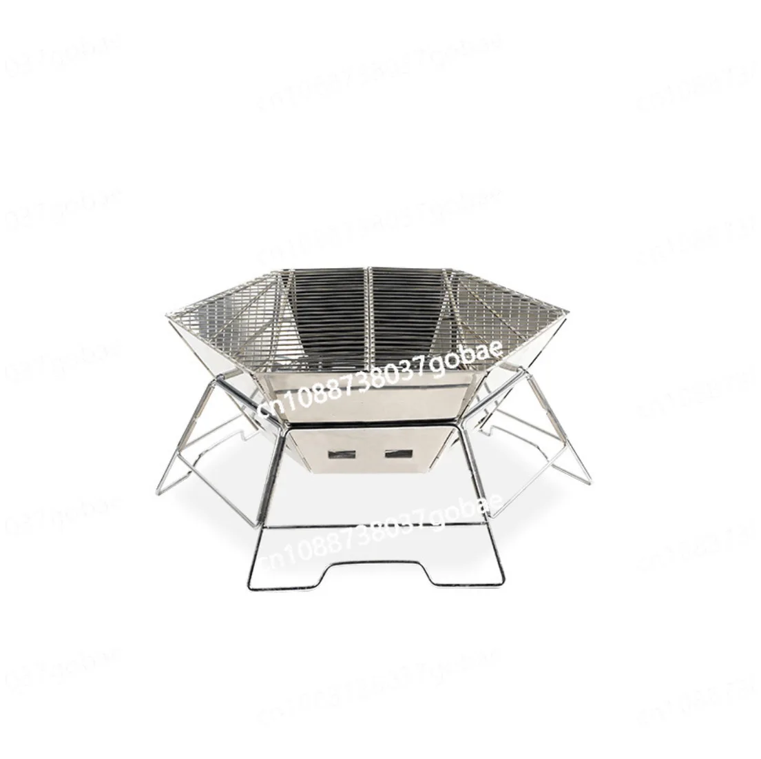 

Outdoor camping stainless steel barbecue firewood stove hexagonal folding portable