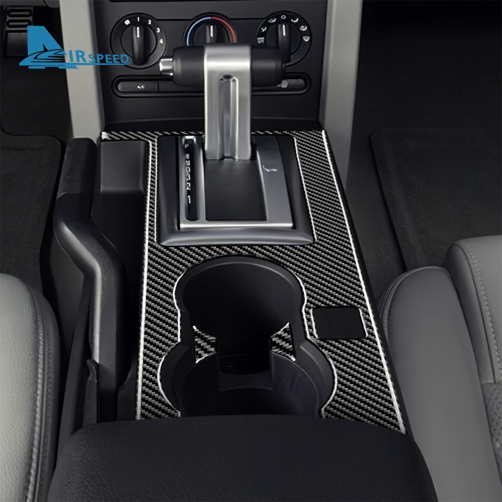 Real Soft Carbon Fiber Sticker For Ford Mustang 2005 2006 2007 2008 2009 Accessories Interior Trim Car Gear Shift Panel Cover