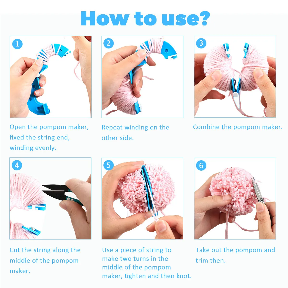 8Pcs Pompom Makers Set 4 Sizes Easy DIY Needle Craft Fluff Ball Tool Yarn Ball Maker Pompom Makers 4 Sizes Pom Pom Maker