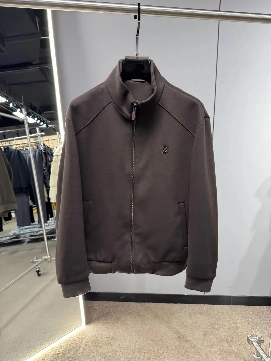 

Italian Sle Men's Woolen Knitted Ribbed Collar Jaet Autumn Winter New Arrival Classic Harlequin Series Stand Fit Long ...