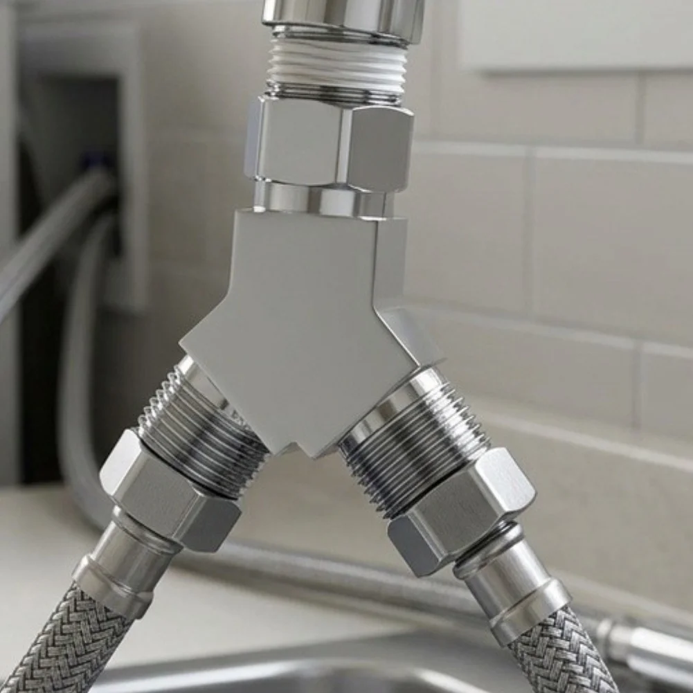 Y Type Plumbing Diverter Valve Silver Zinc Alloy for G12 GN15 Thread Standard for Shower Arm Handheld Bath Sprayer