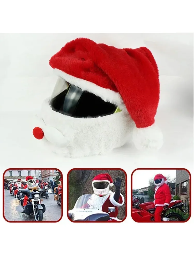 AliExpress 1pc Plush Santa Helmet Cover for Motorcycle – Christmas Ride Accessory Bike Headgear Xmas Party Costume Decoration