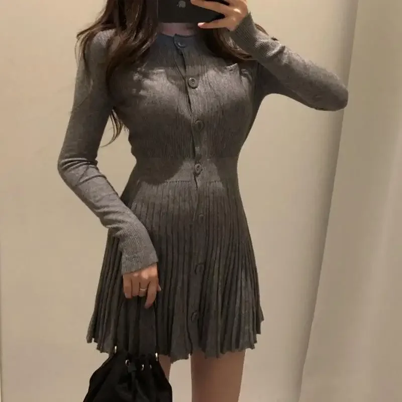 Womens Dresses Bodycon Crochet Knitted Pleated Female Dress Sale Harajuku Elegant and Pretty Thic Y2k Trendy Retro Clothing E454