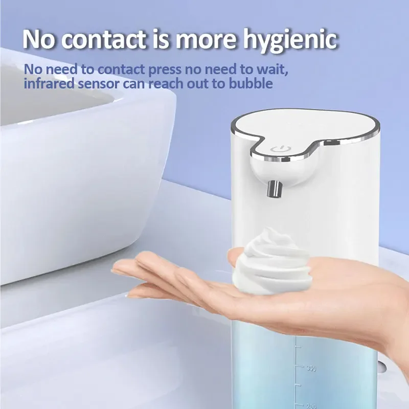 13.5oz/400ml Automatic Foam/Spray/Gel Soap Dispenser 4-Level Adjustable Auto Bathroom Wall Mounted Hand Soap Dispenser