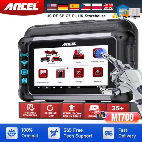 ANCEL MT700 Motorcycle OBD2 Scan All System Diagnostic Tool A/F Oil Reset ABS Bleeding 31 Reset Motorcycles Scanner for 16 Brand
