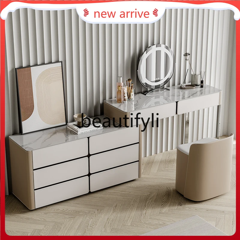 D2520 Premium storage cabinet light luxury premium bedside cabinet chest integrated solid wood rock slab dresser master bedroom