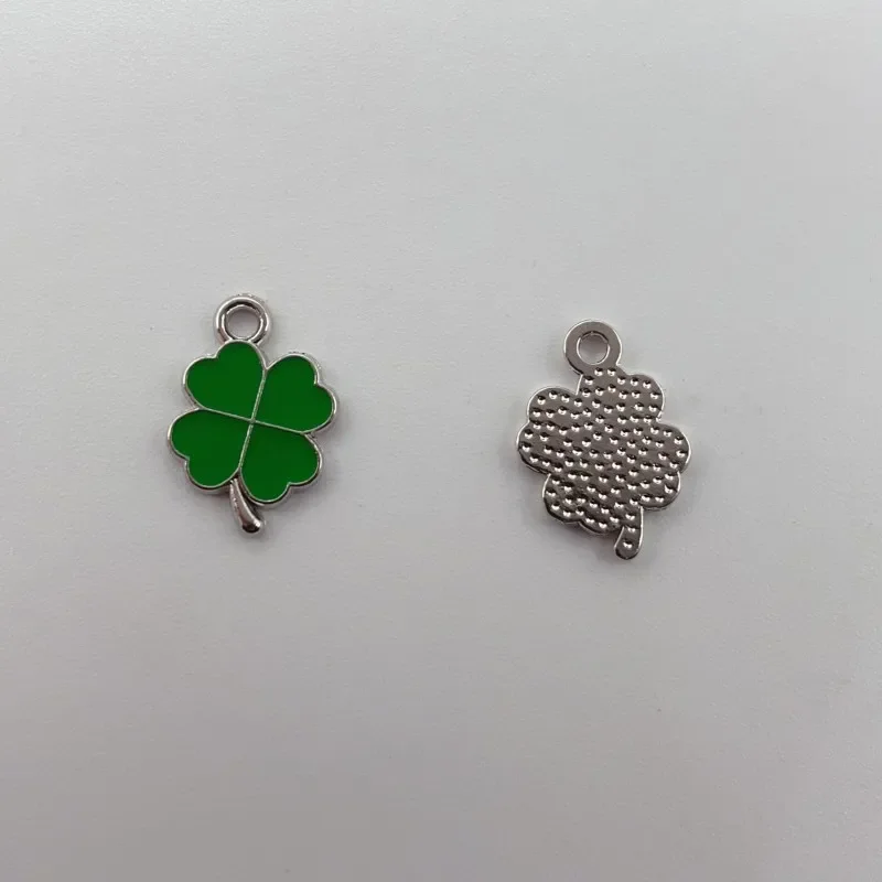 Mixed 10-20pcs  Enamel Green Clover Leaves Charms Pendants for Neacklace Bracelet Four Leaf Clover Jewelry Making DIY