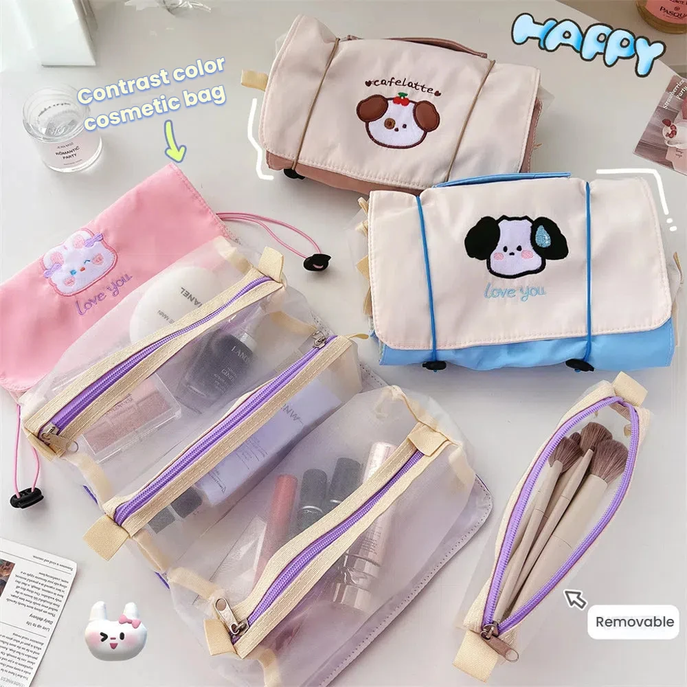 Bolsa de almacenamiento de malla desmontable, bolsa de maquillaje, bolsa de aseo portátil de viaje cuatro en uno de gran capacidad.zwq