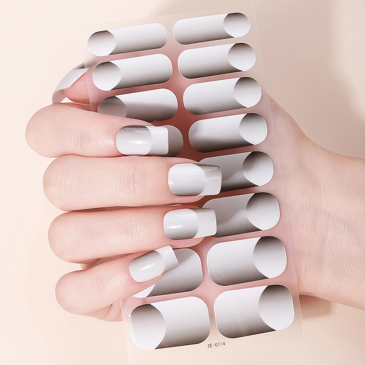 16 punte copertura completa strisce di smalto francese adesivi per unghie glitter sfumati autoadesivi decorazione manicure decalcomanie per nail art