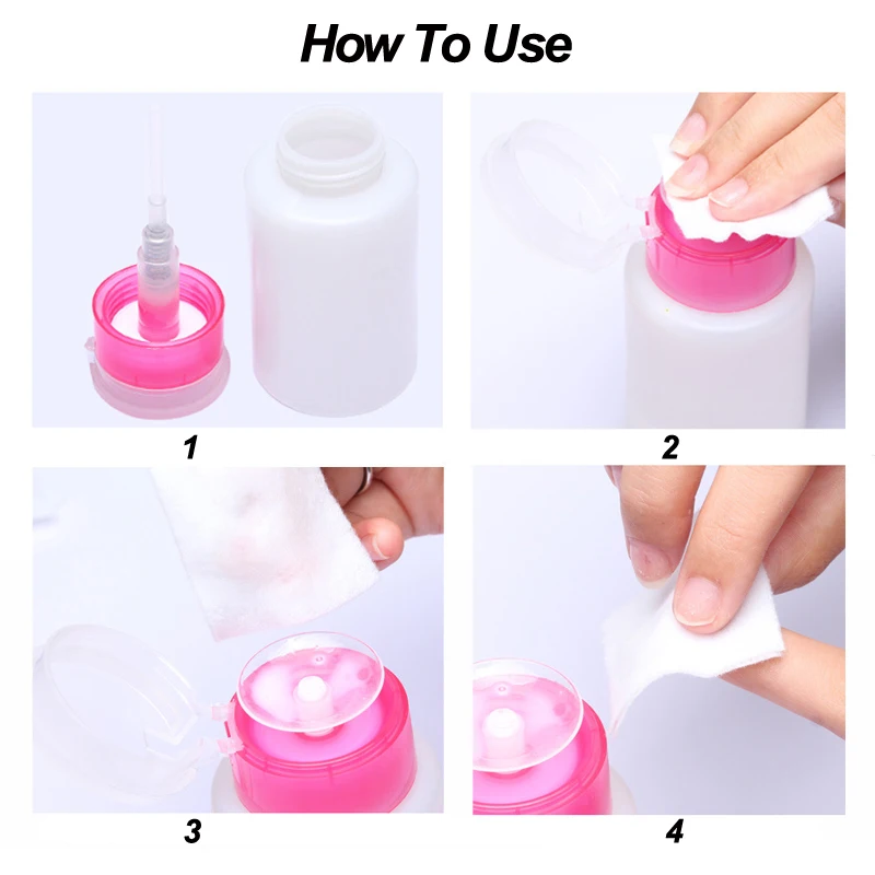 Rỗng Nail Art Ba Lan Sạch Chai Rõ Ràng Bơm Dispenser Chất Lỏng UV Gel Đánh Bóng Bẩn Sữa Rửa Remover Chai Công Cụ Màu Hồng Đen