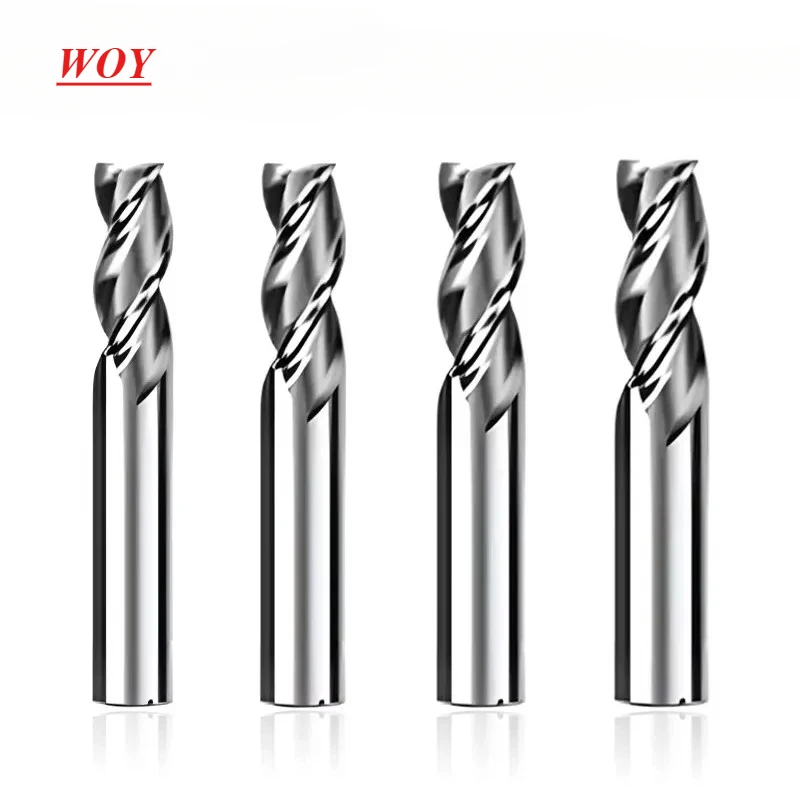 

WOY Superhard White Steel Straight Shank End Mills 3-Flutes High-Speed Steel CNC Machine Tools Metal Special Milling Cutter