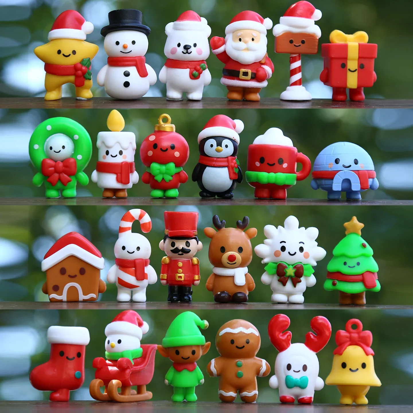 24pcs/Set Christmas Doll Figure Toy Mini Snowman, Santa Claus, EFigurine Desktop Decoration Model Ornaments Christmas Gifts