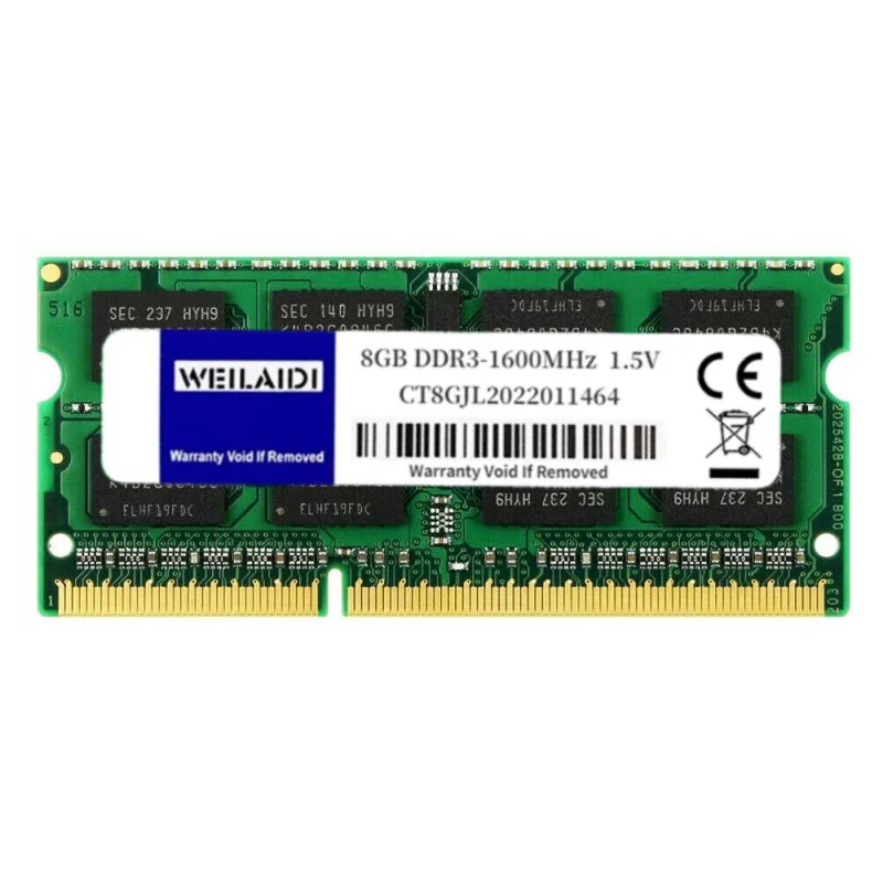 Weilaidi DDR3 4GB 8GB Memoria Ram portátil PC3-10600S 12800S 1066MHz 1333MHz 1600MHz Memoria Dimm 204 pines 1,5 V Notebook sin búfer