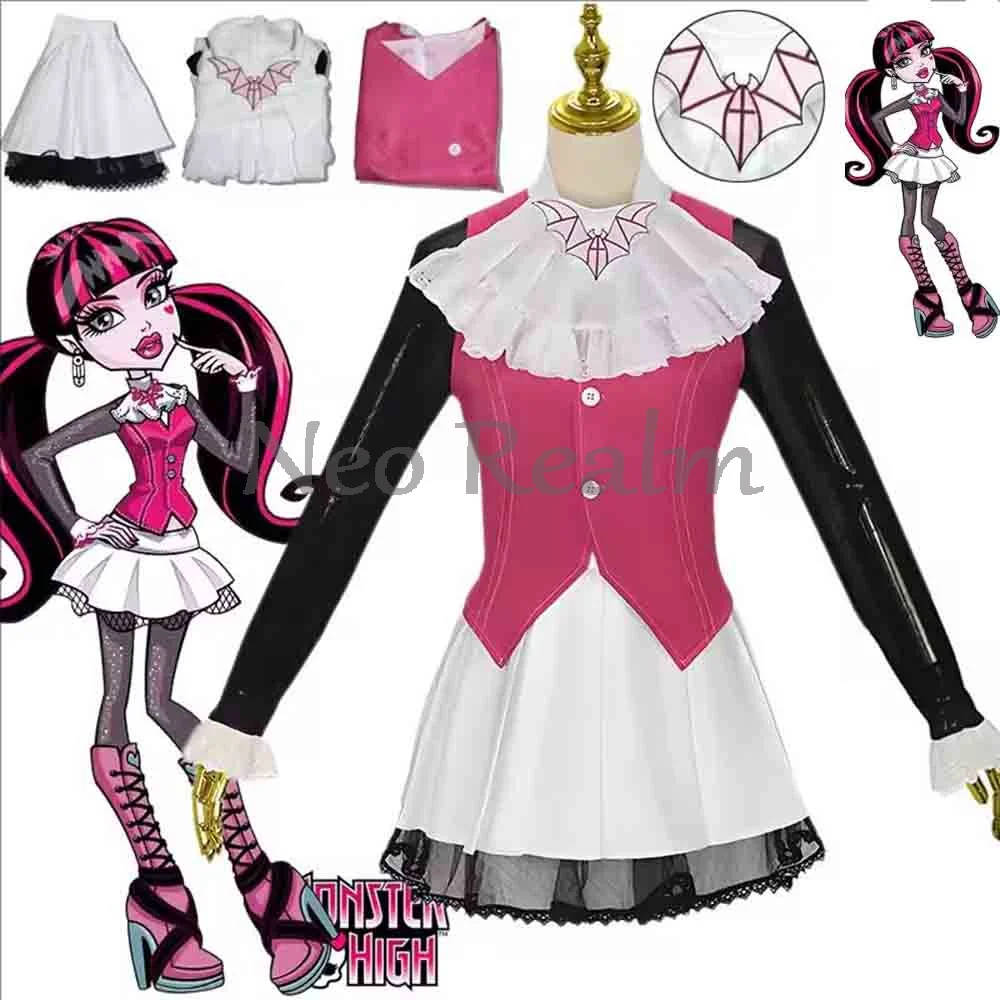 

Vintage Gothic Pink Black Cosplay Dress, Vampire Themed Outfit, Stage Performance & Comic Con Costume, In Stock