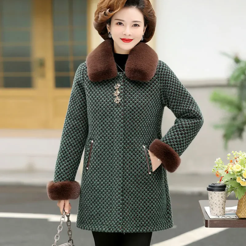 2024 Autumn Winter Thick Warm Parka Coat Fashion Loose Fur Collar Medium Long Fur One Noble Mink Jacket Women's Overcoat Outwear