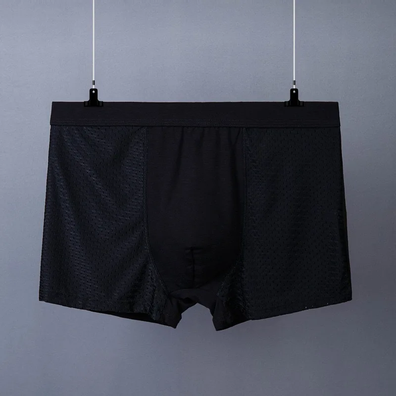 Biancheria intima da uomo in seta di ghiaccio estiva maglia cava traspirante antibatterica antibatterica biancheria intima a rete a quattro angoli diretta in fabbrica