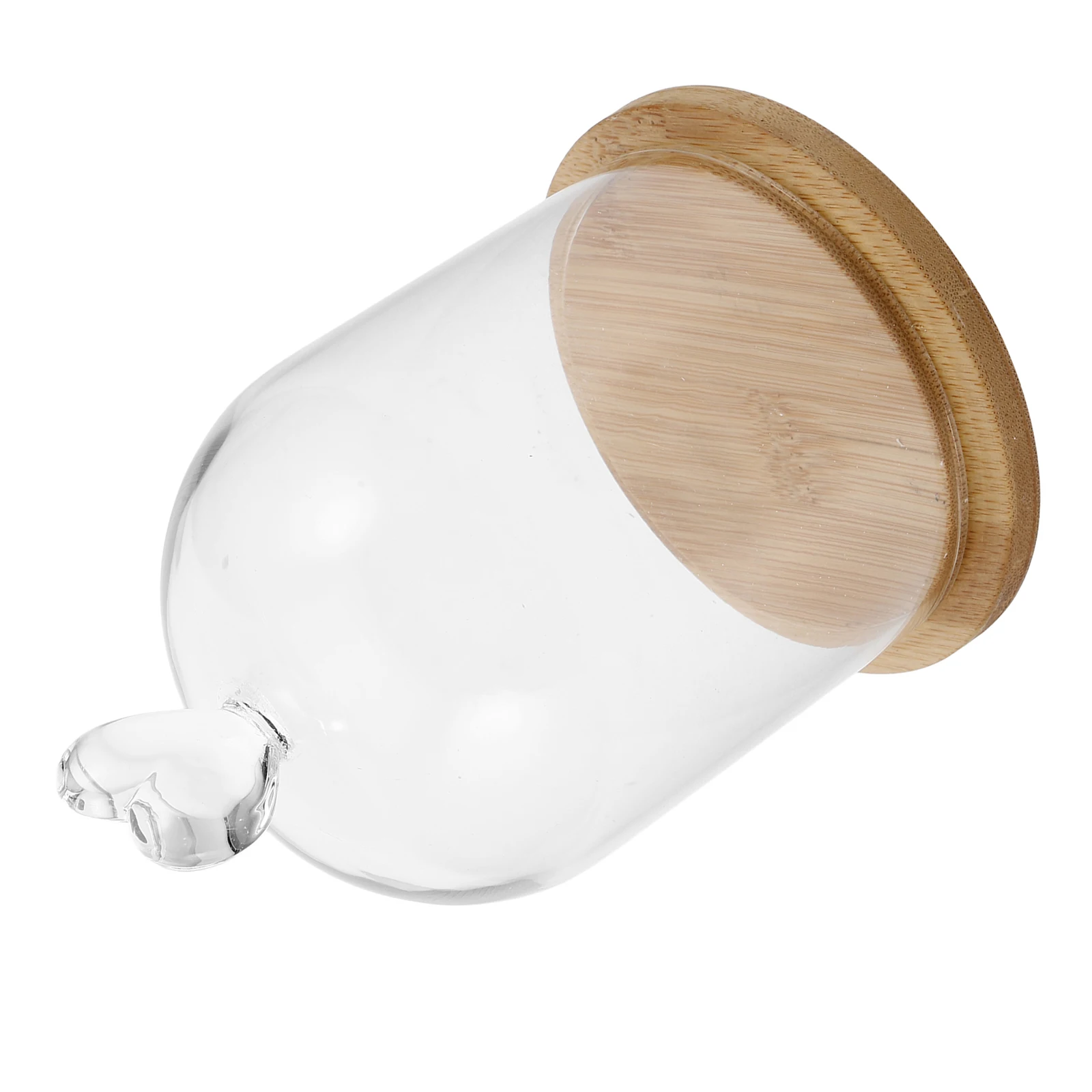 

Glass Cloche Dome Clear Bell Jar Wood Base Decorative Forever Flower Dome Home Decor Dried Flower Cover Romantic Heart Handle