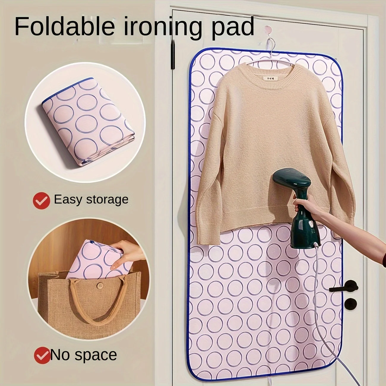 

Foldable ironing mat with heat-resistantcircle-portable,space-saving design,suitablefor travel and home use,portable ironing mat