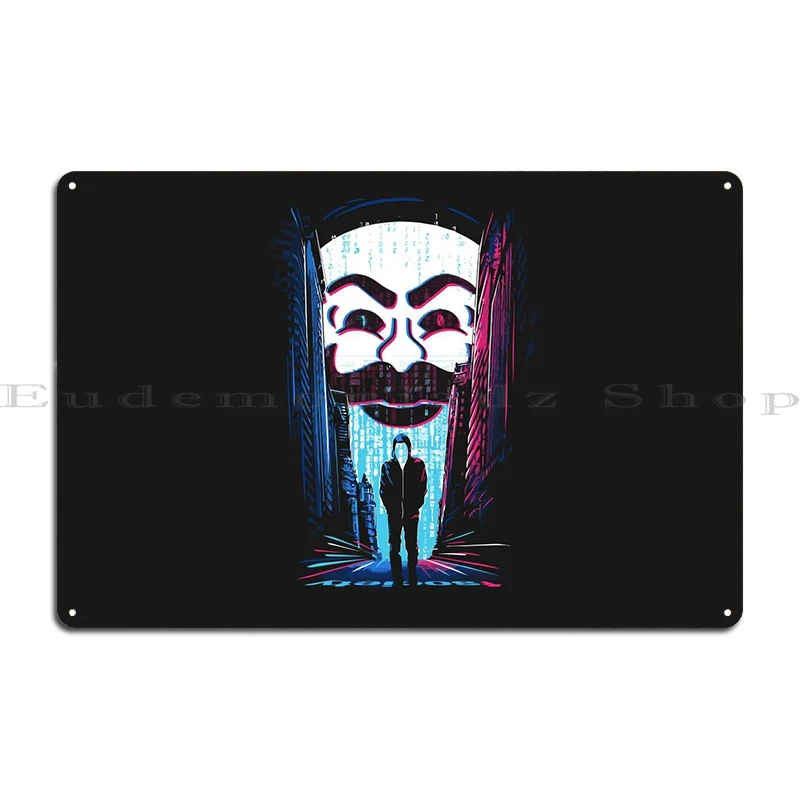 Dark Hacker Man Metal Sign Retro Garage Designing Funny Cave Tin Sign Poster