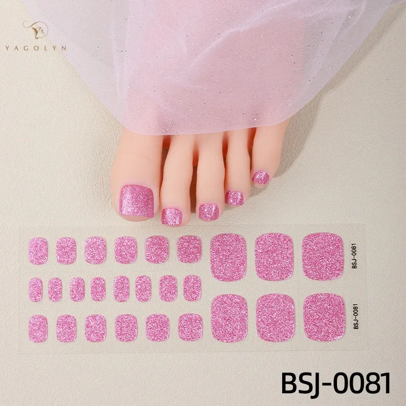 28 Finger Solid Color Gel Foot Patch Nail Enhancement Sticker UV Semi Curing Nail Patch Phototherapy Toe Patch