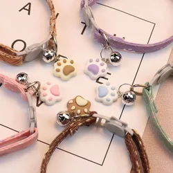 Cute Claw Cat Collar With Bell Adjustable Dog Puppy Cat Pet Collar Footprint Safety Bell Ring Necklace Pet Accessories 1PC