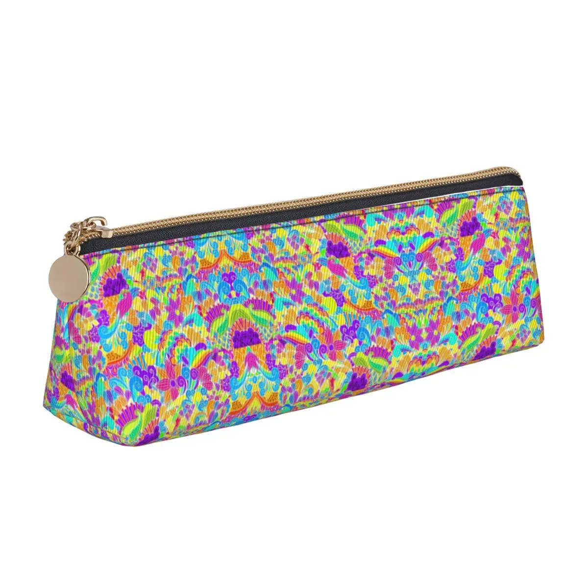 Lovely Pencil Case Retro Floral Pen Box Beautiful Hippie Design School Pencil Cases Child PU Leather Custom School Stationery