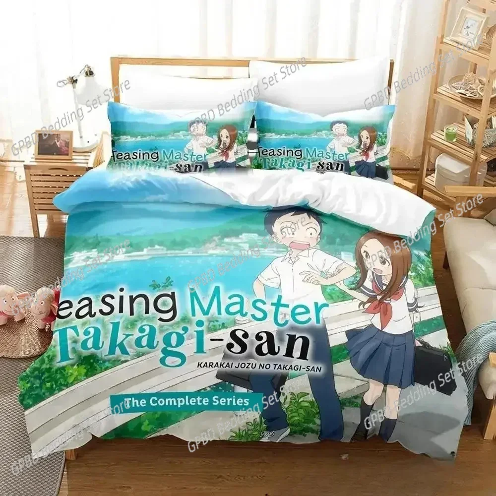 Teasing Master Takagi-san 3D NEW Duvet Cover Pillowcase Bedding Set Adult Girl Bedroom Decoration Children Single Double Large
