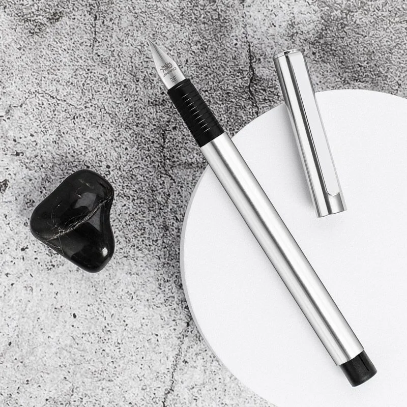 Luxury Silver Black Metal Fountain Pen for Students Pens Portable Writting School Office Supplies Customized Name Gift