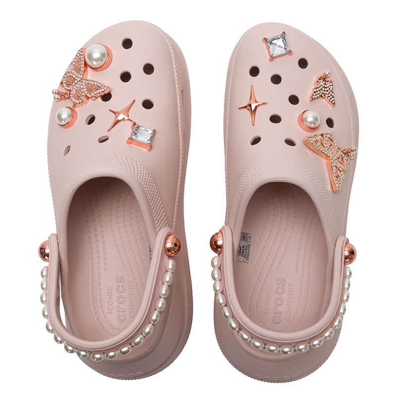 Crocs (Crocs) Men's and Women's Shoes Classic Clogs Butterfly Pearl Puff Clog Slippers 211539-6Ur