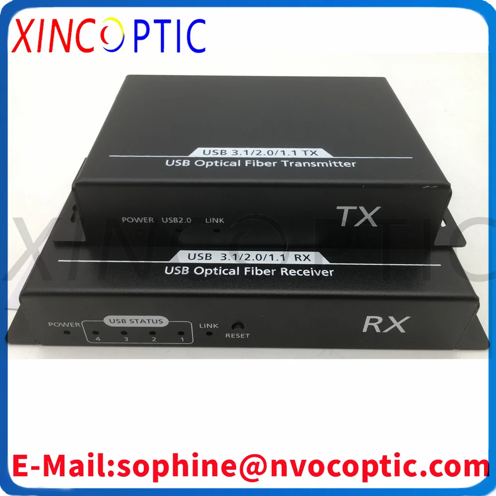 4Ch USB3.0/2.0/1.0 Data over Fiber Optic Extender+1Ch USB3.1 Gen 1/2.0/1.1 Modem with SMF LC Connector Fiber Port