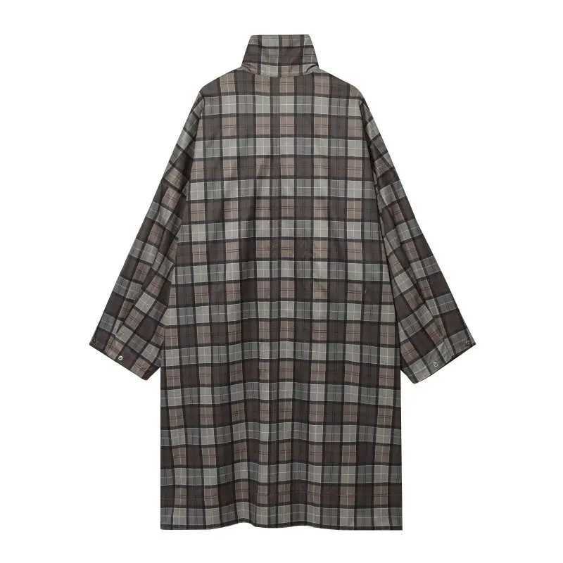 معطف نسائي طويل كاجوال للخريف منقوش على شكل خندق ملابس خروج للتسوق ملابس خارجية على الطراز الكلاسيكي