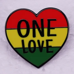 One Love Heart enamel pin Bobs Marley Inspired badge Gifts Reggae music jewelry