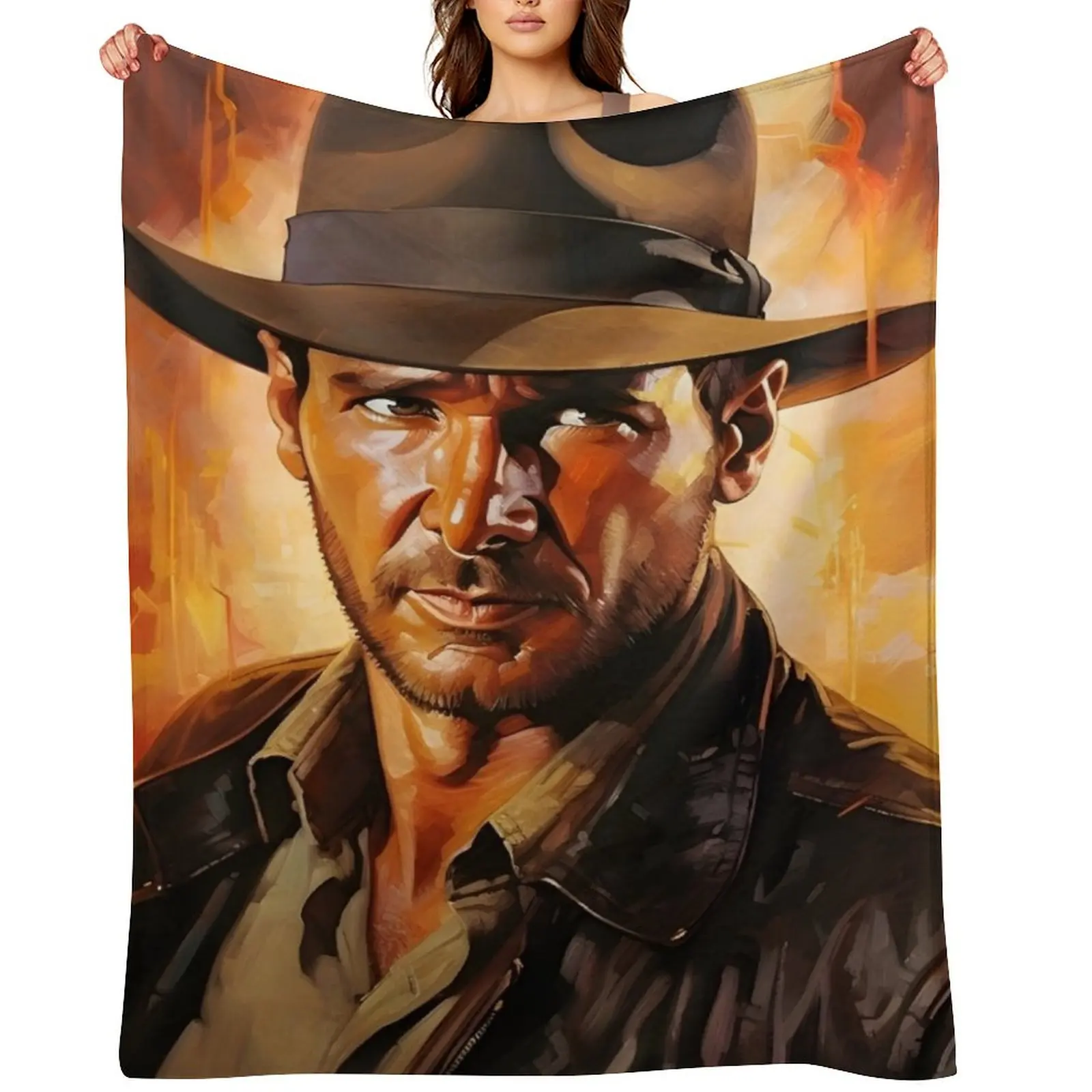 

Indiana Jones Artwork Throw Blanket Soft Big for sofa Decorative Sofa Giant Sofa Blankets