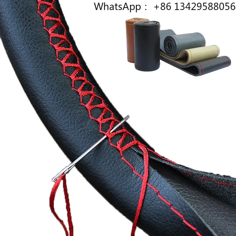 Car Steering-wheel With Needles and Thread Interior Accessories DIY Soft Fiber Leather Steering Wheel Covers Universal Braid