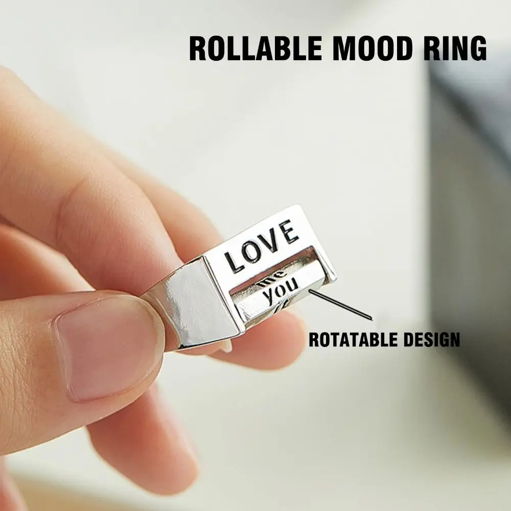 Funny Rotatable Love Ring Fidget Silver Mood Ring Adjustable Rotatable Mood Control Ring for Men Women
