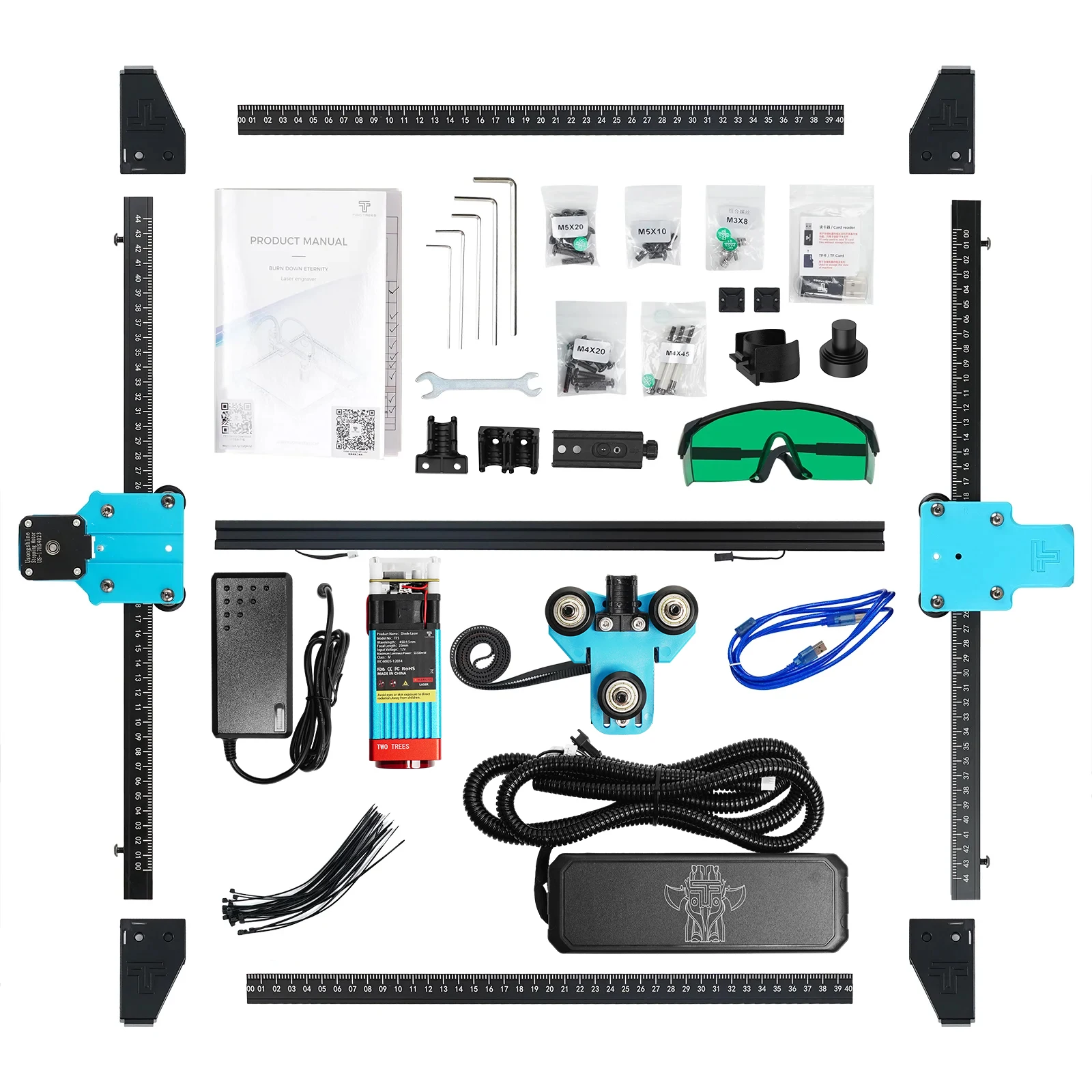 TwoTrees TTS-55 Pro Gravador a laser com controle offline Wifi 80W Máquina de corte e gravação a laser 445± 5nm Máquina CNC de luz azul