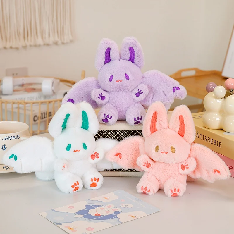 15cm/25cm/35cm Kawaii Bat Rabbit Plush Toys Cute Bat Plush Pendant Keychain Backpack Decor Doll Girthday Christmas Gift For Kids