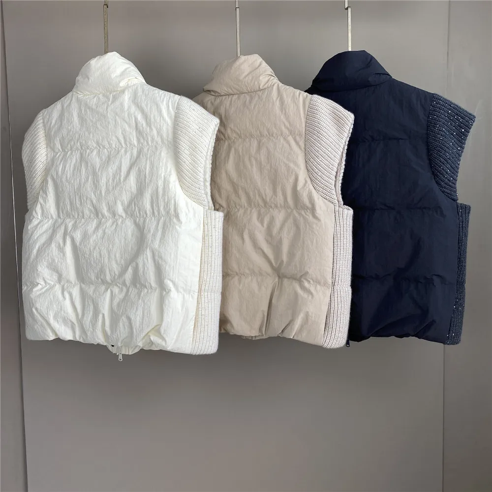 25 الخريف/الشتاء جديد الوقوف طوق مطرزة الكشمير تقسم أوزة أسفل تنوعا المرأة أسفل سترة