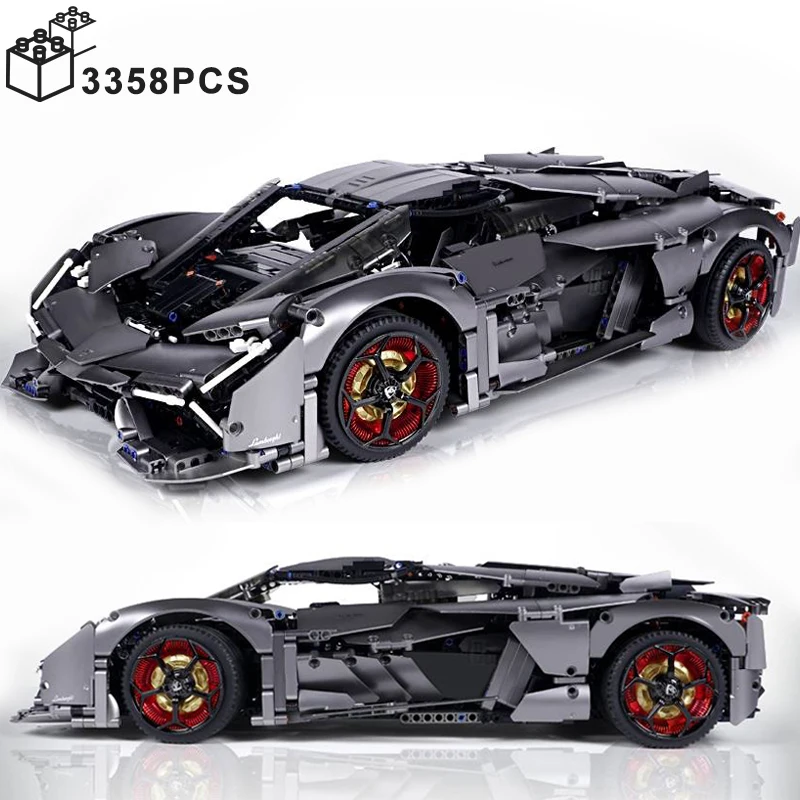 3358PCS Technical 1:8 Lambor Terzo Millennio Black Sport Car Building Blocks DJ Rambo Assemble Bricks Toys Gifts For Kids Boys